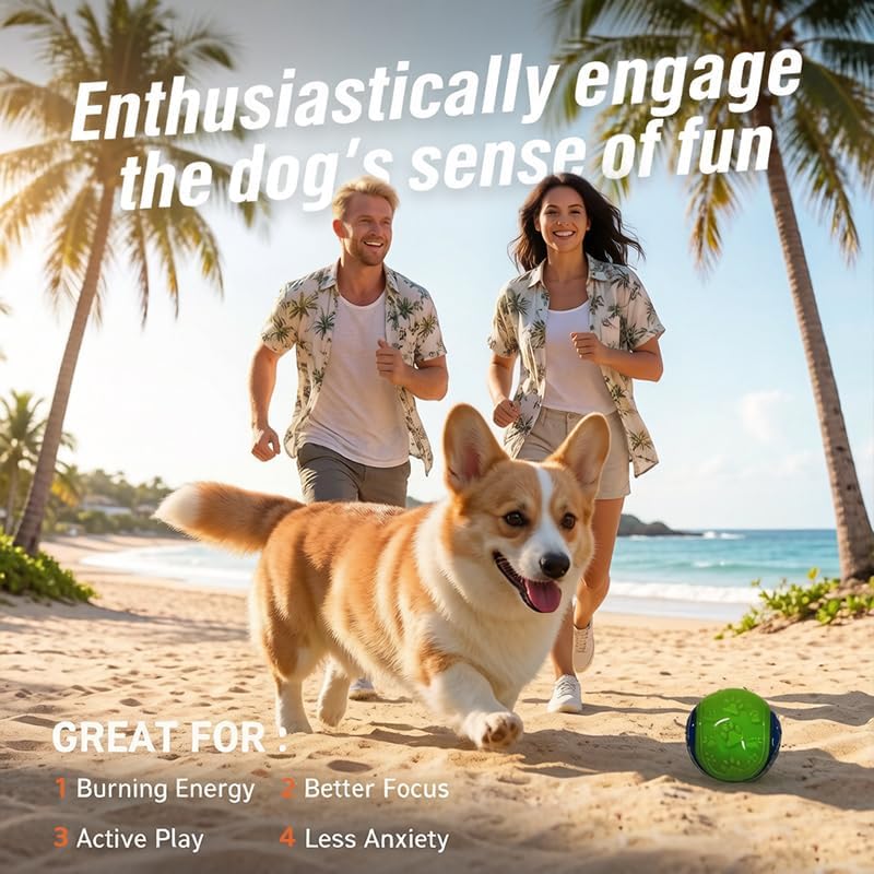 2026 New Interactive Dog Toy Ball, Durable Squeaky Treat Dispensing Dog Chew Toys for Aggressive Chewers, Puppy Teething & Boredom Relief, Puzzle Enrichment Toys for Small Medium Large Dogs, 4 Pack