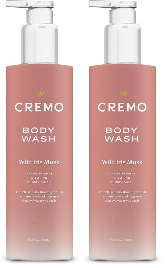 Cremo Wild Iris Musk Skin Moisturizing Body Wash for Women,Notes of Citrus Sorbet,Wild Iris,and Fluffy Musk,16 Fl Oz,(Pack of 2)