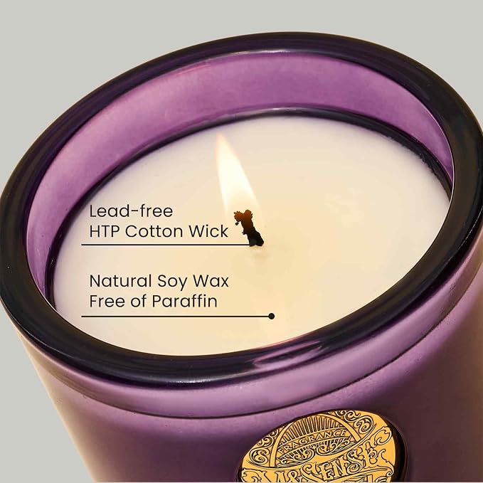 M&SENSE Natural Soy Candle | Lavender Citrus & Purple | 9.2 oz, 50H Burn Time | Luxury Scented Candle for Relaxation, Gifting, Home Décor | Ideal for Bedroom, Office, Party Ambiance