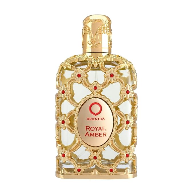 Orientica Royal Amber 4-Pc Gift Set Eau De Parfum - Fruity, Gourmand, Amber, Woody, Vanilla, Bergamot, Melon, Pineapple| Arabic Perfume for Women - 2.7oz spray, 2 x 10ml spray, 7.5ml splash