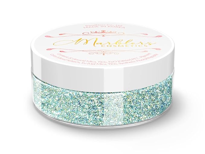 MARBLERS Chunky Natural Mica Powder [Steel Blue Pearl] 0.11oz (3g) | Highly Pigmented | Non-Toxic, Vegan, Cruelty-Free | Eyeshadow, Body Butter, Nail Polish, Nail Art | Party, Body, Face Makeup