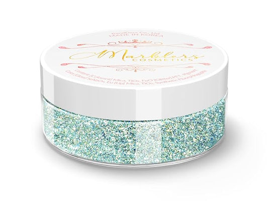 MARBLERS Chunky Natural Mica Powder [Steel Blue Pearl] 0.11oz (3g) | Highly Pigmented | Non-Toxic, Vegan, Cruelty-Free | Eyeshadow, Body Butter, Nail Polish, Nail Art | Party, Body, Face Makeup