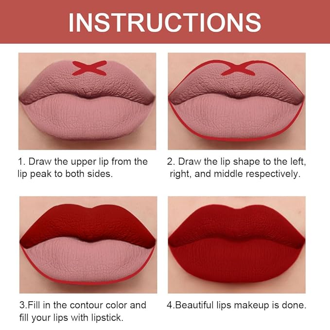 Kaely 2-in-1 Red Lip Liner & Lipstick Set Kit for Women, Matte Lips Kit with Lip Liner Lip Stains Long Lasting Waterproof 24 Hour Lipstick and Lip Liners Combo Lipliners Pencil Set 01