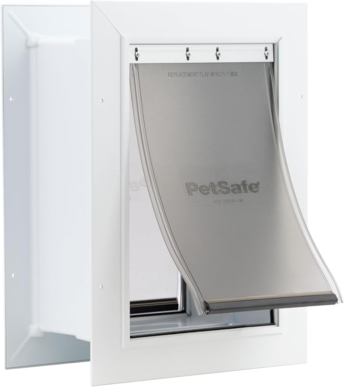 PetSafe Wall Entry Pet Door, Telescoping, Dogs up to 40 lb, Medium | Insulates Better Than Metal, Interior & Exterior Install, Weatherproof Double-Flap, DIY Telescoping Tunnel 4.75-7.25 in Walls