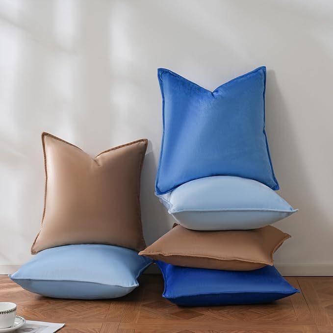 Velvet Royal Blue Throw Pillow Covers 24”x24”Pack of 2 Soft Decorative | Square Cushion Covers for Couch Sofa Bed Livingroom Car Home Decor,60x60Cm