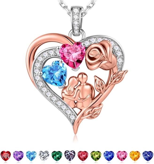 Iefil Valentines Day Gifts for Her - 925 Sterling Silver Birthstone Necklace for Women, Anniversary Birthday Gifts for Wife Girlfriend Mom