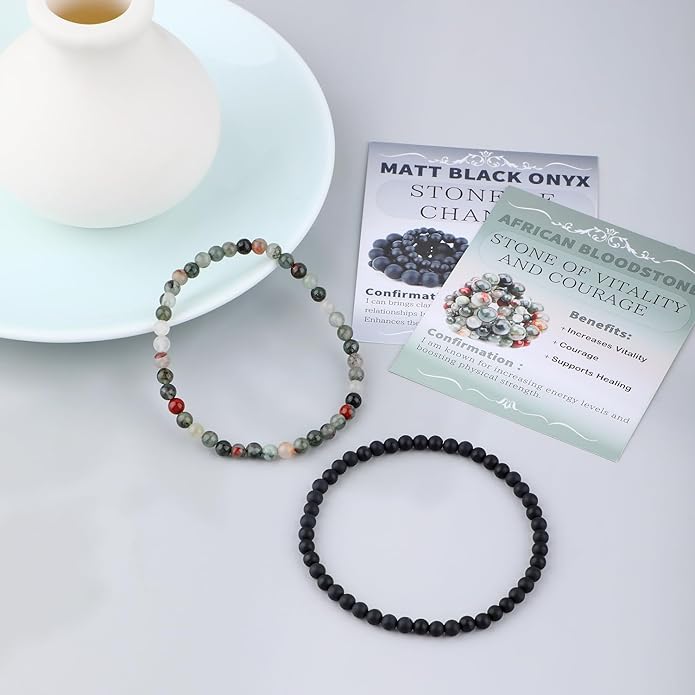 NCB 2.3-Piece 4mm Natural Crystal Gemstone Stretch Bracelets – Handmade Reiki Energy Healing Jewelry for Meditation,Yoga, Unisex
