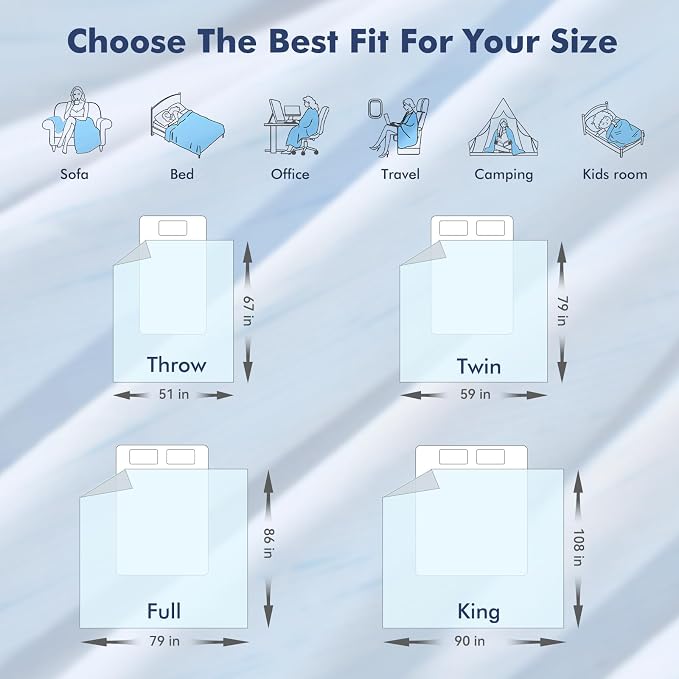Elegear Double-Sided Arc-Chill® 3.0 Cooling Blanket for Hot Sleepers, Throw | Q-Max>0.5 Cooling Fabric, Absorbs Heat to Keep Body Cool, Lightweight Summer Blankets for Night Sweats & Menopause, 51"x67"