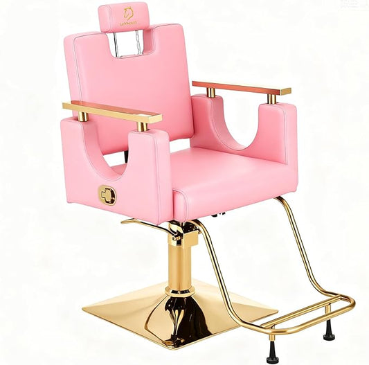 Heavy Duty Barber Chair, 360° Swivel Reclining Salon Chair for Hair Stylist, Height Adjustable Hydraulic Hairdressing Chair with Footrest for Barber Shop, Beauty Salon, Hairdressers