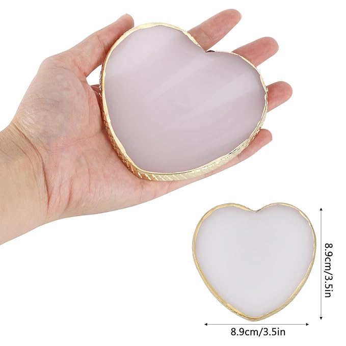 4 Pack Nail Art Palette, Resin Polish Color Design Makeup Mixing Plate, Heart Shape Mini Paint Palette for Nails - White, Pink