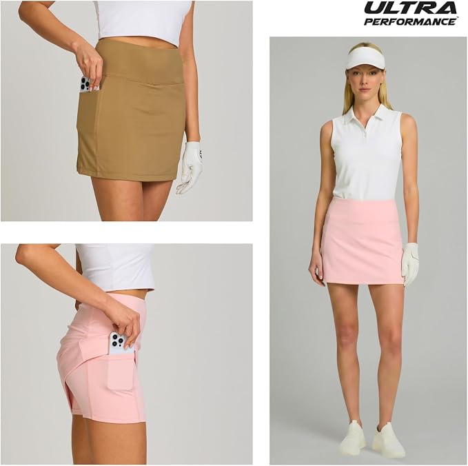 Ultra Performance Womens Golf Skirt 2 Pack Women’s Tennis Skort with Compression Liner Athletic Skirts for Women with Pockets