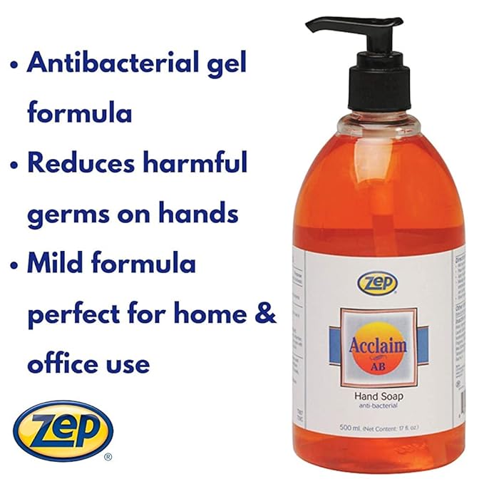 Zep Acclaim Liquid Antibacterial Liquid Hand Soap - 16.9 oz - 314916 (Case Of 12) - Perfect For Use In Offices, Businesses, Restaurants, And Homes