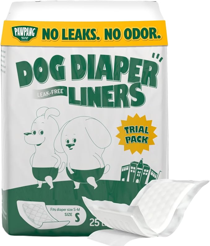 Dog Diaper Liners Trial Pack, Absorbent Inserts, 25ct, Small | Try Before Full Pack