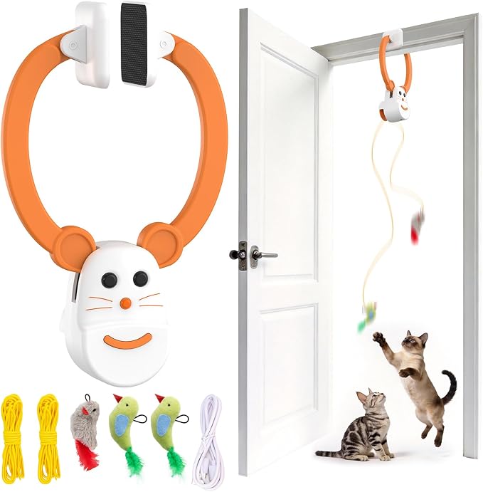 Interactive Cat Toys, Automatic Flying Bird Door Hanging Toy for Cats