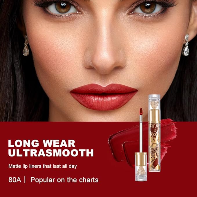Velvet Matte Lip Stain – Long Lasting Waterproof Liquid Lipstick, Transfer-Proof Lightweight Lip Gloss, Non-Sticky Soft Matte Lip Tint with High Pigment, Smudge-Proof Lip Stain for All-Day Wear #80A