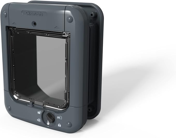Closer Pets Microchip Activated Cat Flap (360) - For Small to Medium Cats, Accommodates up to 30 Pets, for Single/Multiple glazing, UPVC, walls and Wood, Grey