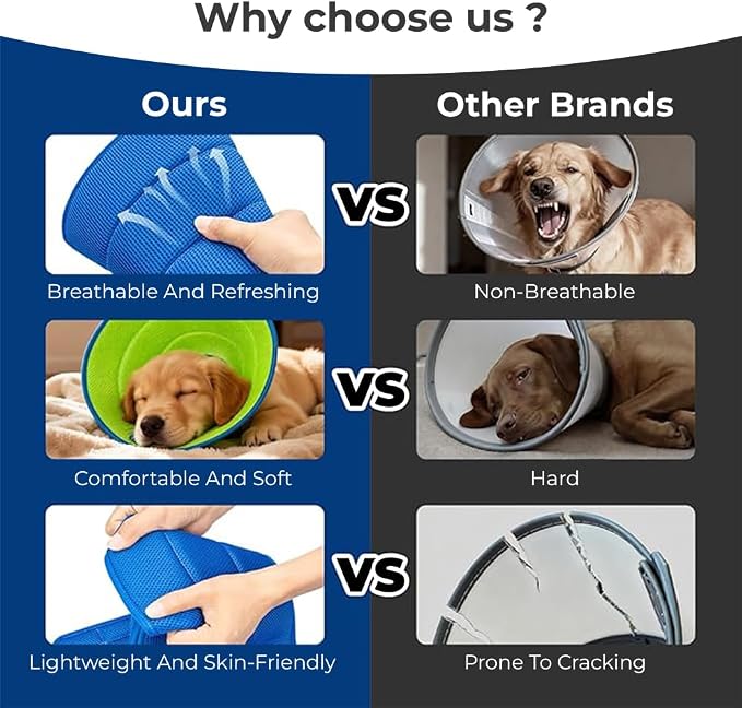 Soft Dog Cone Collar – Comfortable Cone for Dogs to Stop Licking After Surgery, Elizabethan Collar for Large Dogs, Adjustable Dog Donut Collar for Inflatable & Comfy Recovery (L)