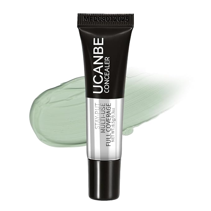 UCANBE Stay-Put Full Coverage Concealer, Long-Wear Waterproof, Under Eye Brightener Concealer, Color Corrector for Dark Circles, Acne, Blemishes, Redness Color Correcting Cream (06 GREEN)