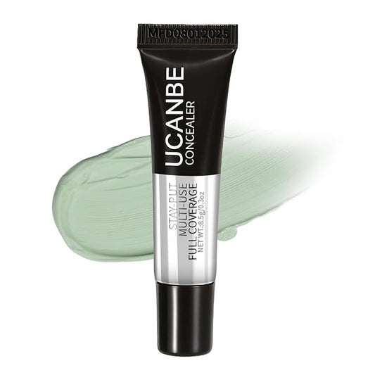 UCANBE Stay-Put Full Coverage Concealer, Long-Wear Waterproof, Under Eye Brightener Concealer, Color Corrector for Dark Circles, Acne, Blemishes, Redness Color Correcting Cream (06 GREEN)