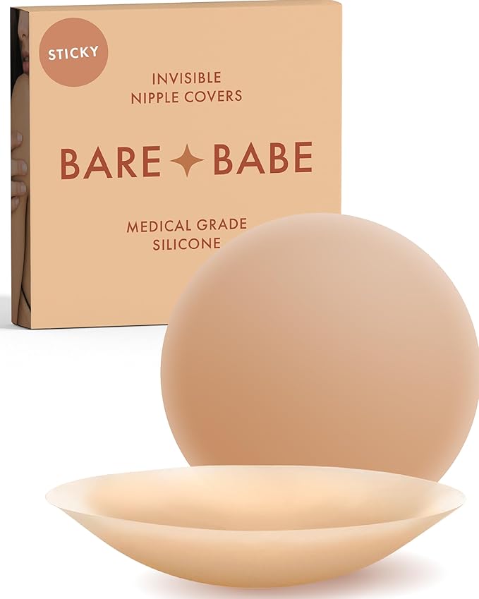 Reusable Silicone Nipple Covers - Waterproof, Nude, 4 Shades - Sticky Breast Stickers for Strapless Dress