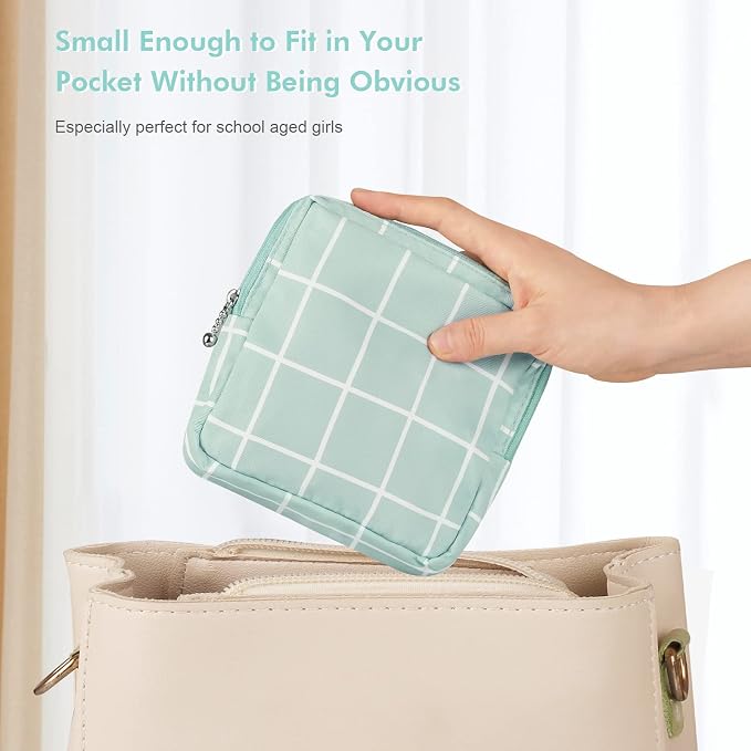 airogym 2 Pack Period Bag for Womens, Sanitary Napkin Storage Bag, Functional Waterproof Sanitary Pads Bags for Panty Liners, Tampons, Menstrual Cups Pouches, Sanitary Pads Organizer with Zipper