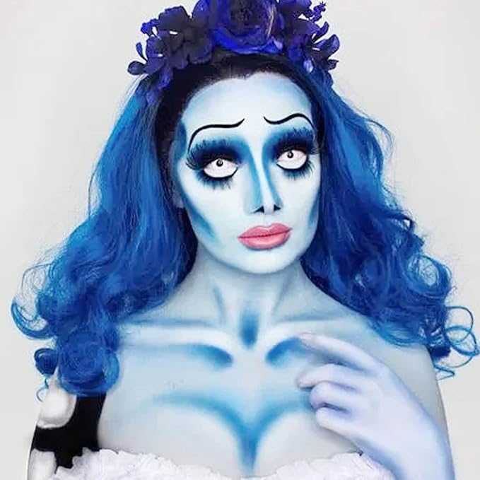MEICOLY Light Blue Face Body Paint,Pale Baby Blue Face Paint Sadness for Halloween Corpse Bride Avatar Smurf Sally Cosplay Makeup,2.37Oz Large Tube Washable Body Paint for Adult and Kids