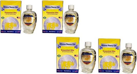 2 Packs - Rhino Nano Essential Oil - Bon Chai Dau Con Te Giac Cong Nghe Nano - 10 mL per Bottle X 4 Bottles per Order - Made in U.S.A.