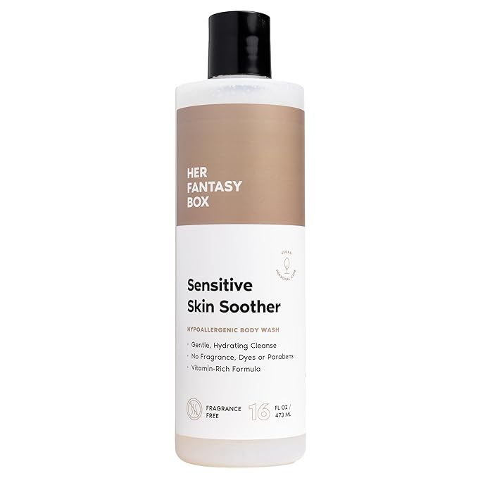 Her Fantasy Box | Sensitive Skin Soother Gentle Body Wash – Fragrance-Free Probiotic Cleanser with Chamomile, pH Balanced, Vegan & Cruelty Free, 16 oz