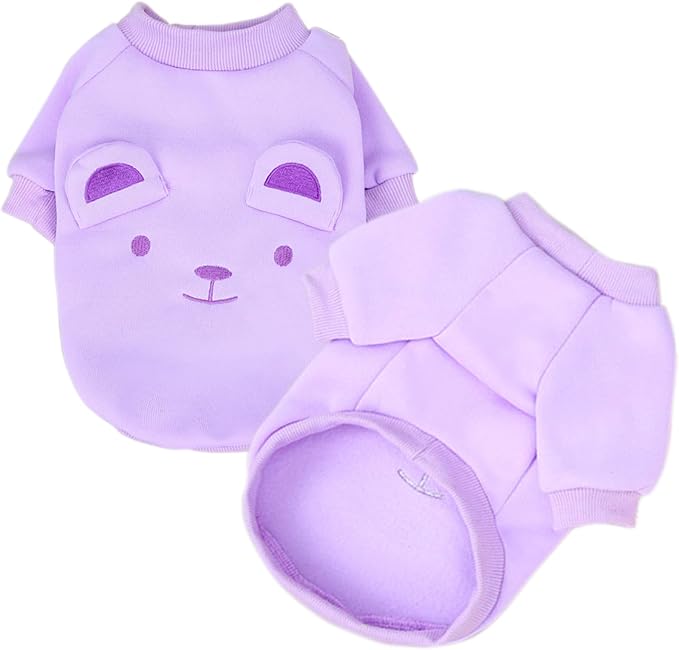 Purple Cute Dog Sweater Soft Winter Clothes for Small Dogs, L | Classic Purple Knit Pullover, Fall Winter Outfit, Elastic Cuffs, Holiday Party Matching, Machine Washable Sweatshirt for Pets