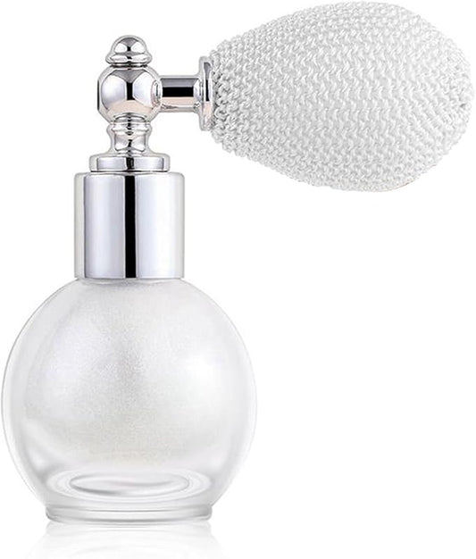 Pearl White Highlighter Spray for Face and Body, Rich Color Loose Shimmer Powder Long Lasting Sparkly Spray High Gloss Makeup for Women Rave Festival Prom Stage Wedding Party, #1