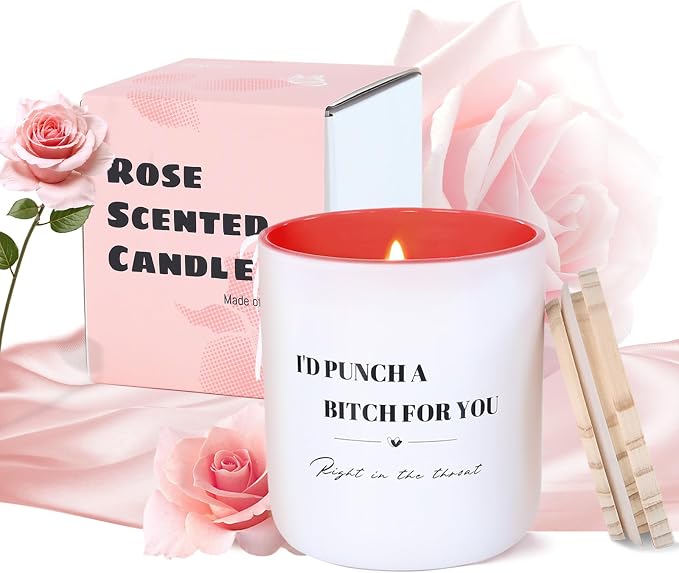HAVITI Galentines Valentines Day Gifts for Women, Rose Scented Candles 8oz, Jar Candles 40H Soy Wax Candle Birthday Gifts Her Mom Mothers Day Best Friend Bridal Shower Friendship Gift
