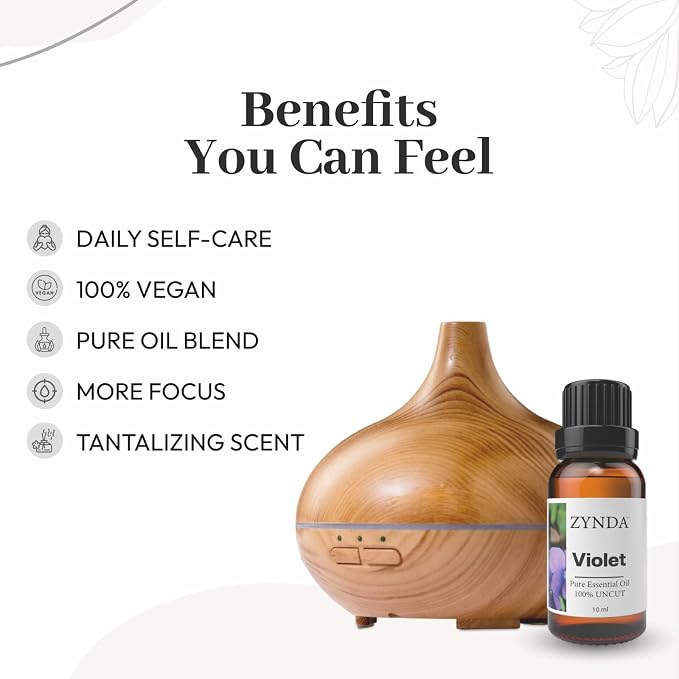 Violet Essential Oil Pure and Natural – 100% Uncut • Raw • Very Potent | Organic Violet Oil for Skin Care & Aromatherapy | Sweet Floral Natural Essential Oils for Relaxation & Daily Wellness