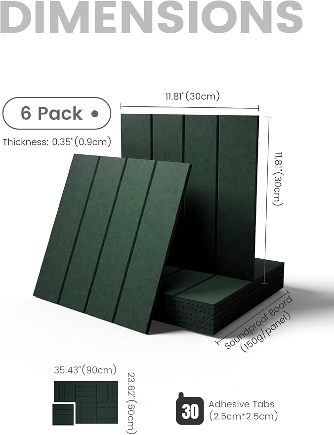 Fluxynara 36" x 24" Large Felt Bulletin Board, Pine Green | 6 Pack Cork Board Alternative with 30 Safe Adhesive Tabs, Felt Pin Boards for Wall Decor, Home, Office, Classroom, Dorm