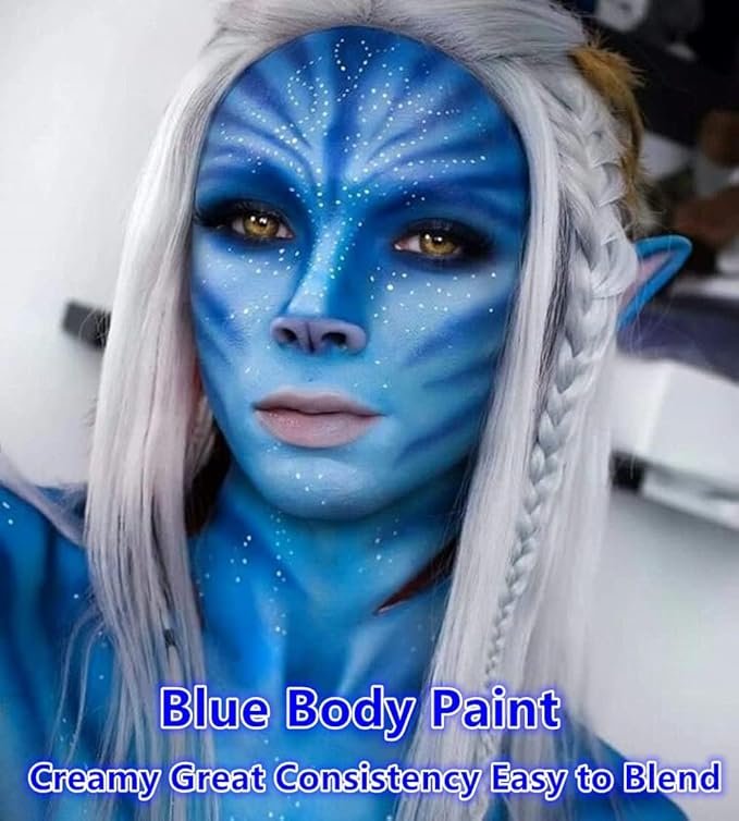 Go Ho Royal Blue Cream-Blendable Face Body Paint Stick,Easy to Color Blue Eye Black,Eyeblack Face Paint Baseball/Football Accessories,Safe Facepaint&Lip Smacking for Halloween Makeup