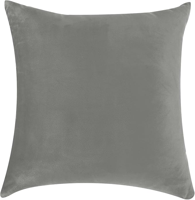 NiNi ALL Grey Velvet Throw Pillow Covers 16x16 Pack of 2 Decorative Couch | Soft Solid Boho Cushion Squar Pillow Cases for Chair Sofa Bedroom Farmhouse Living room Modern Luxury Home Decor Christmas