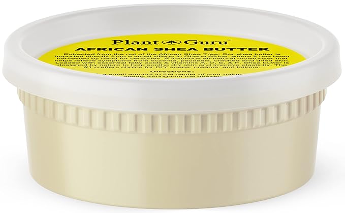 Plant Guru Raw African Shea Butter 8 oz. 100% Pure Natural Unrefined IVORY - Ideal Moisturizer For Dry Skin, Body, Face And Hair Growth. Great For DIY Soap and Lip balm Making.