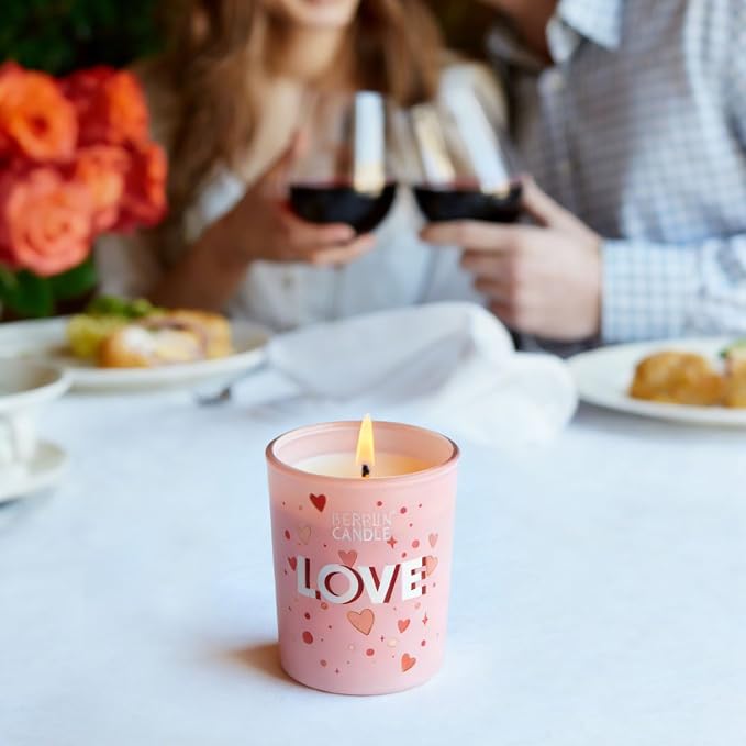 3 Pack 2oz Pink Glass Jar Scented Soy Wax Candle | For Home Aromatherapy Love Themed Candles for Bedroom Bathroom Valentine's Day Gifts 17H Burn