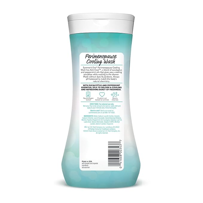 Summer's Eve Perimenopause Cooling Wash, Cooling pH-Balanced Formua with Eucalyptus to Remove Odor, 15 Fl Oz