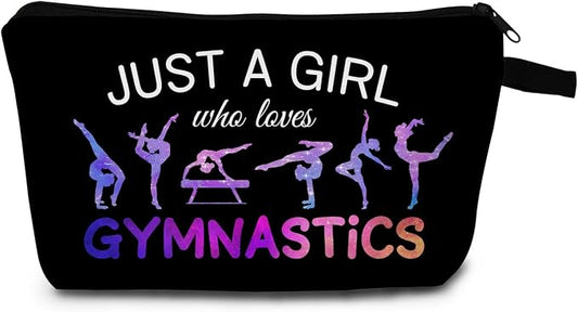 Gymnastics Gifts Makeup Bag Gymnastic Gift Cute Makeup Bag Funny Cosmetic Bags for Women Inspirational Gymnastics Lover Gifts Gymnastics Athletics Coach Friend (Just Loves Gymnastics)
