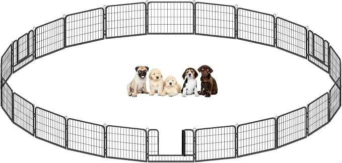 CAPHAUS 24/32/40 Inch Height Bold Metal Foldable Heavy-Duty Pet Playpen with Door, Available in 8/16/24/32 Panels Indoor/Outdoor Portable Kennel, Dog/Animals Exercise Fence Cage for Yard, RV, Camping
