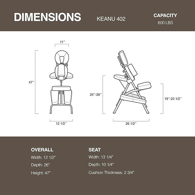 Aluminum Light-Weight Adjustable Folding Portable Travel Massage Chair with Backpack 402 Keanu (Grey)