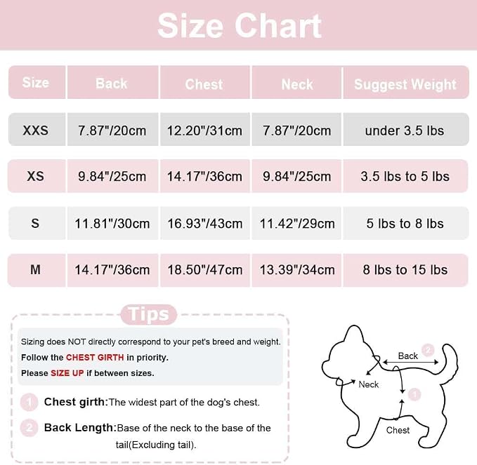 Yikeyo Dogs Sweater,Dog Sweaters Pajamas for Small Dogs,Fleece Warm Puppy Onesie,Chihuahua Yorkie Clothes,Pet Outfit Apparel,Pink,M,Chest 18.1IN