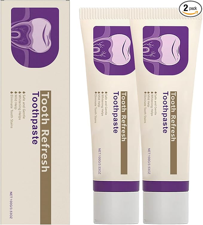 2PS Tooth Refresh Toothpaste, Fresh Breath Whitening Toothpaste, Natural Oral Care & Enamel Repair, Helps Remove Coffee, Tea & Wine Stains, Fresh Minty Gel