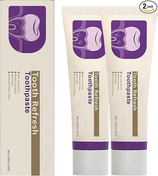 2PS Tooth Refresh Toothpaste, Fresh Breath Whitening Toothpaste, Natural Oral Care & Enamel Repair, Helps Remove Coffee, Tea & Wine Stains, Fresh Minty Gel