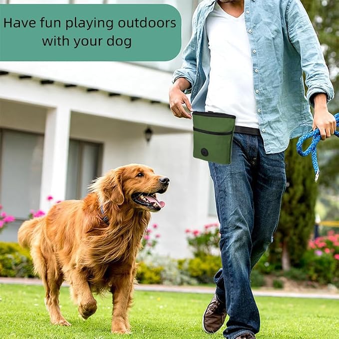 Dog Treat Pouch Pet Training Pouch with Adjustable Strap Dog Walking Bag Holder Built-in Poop Bag Dispenser Portable Puppy Bait Reward Pouches Pet Treat Snack Carrier Pocket, Hands-Free Training