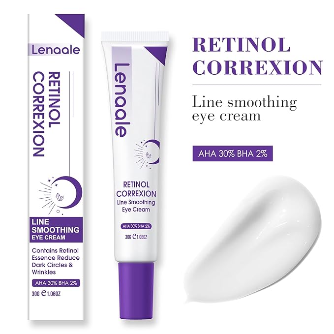 Eye Cream, Retinol Eye Cream for Dark Circles, Puffiness Anti Aging, With Hyaluronic Acid, Peptides, Caffeine Reduces Bags, 1234