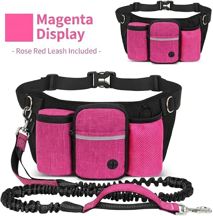 Dog Treat Pouch for Training, Rose Red