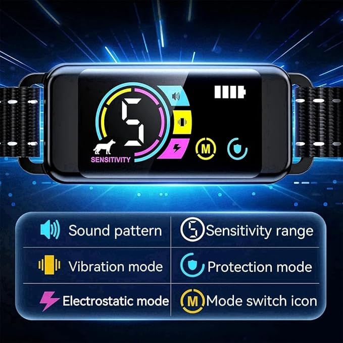 Dog Bark Control Collar, Smart Anti-Barking Collars, Rechargeable, Anti-Barking Training Collars, Three Anti-Barking Modes, Barking Collars for Large, Medium and Small Dogs (Waterproof ipx7)