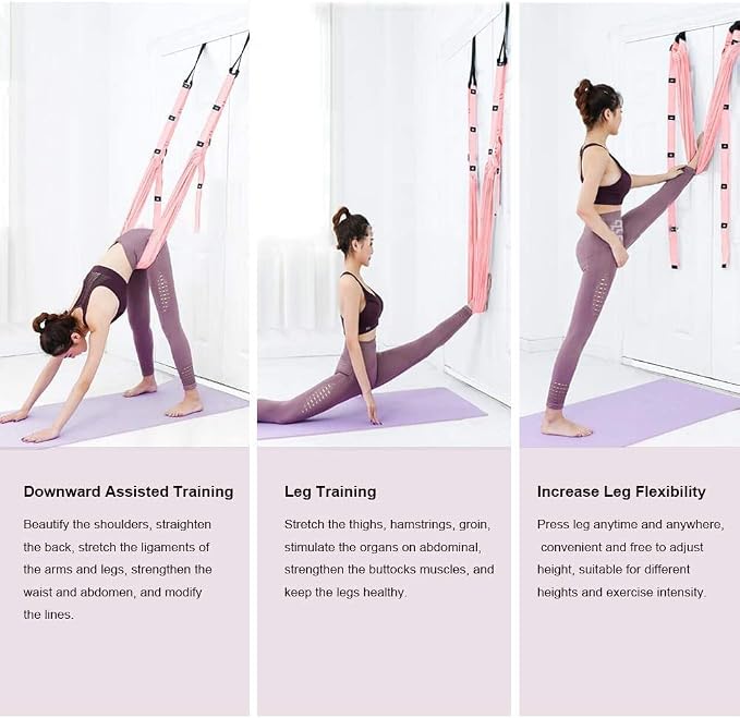 Yoga Fitness Stretching Strap, Adjustable Leg Stretcher Back Bend Assist Trainer, Improve Leg Waist Back Flexibility Home Gym Equipment for Rehab Pilates Ballet Cheerleading Splits Gymnastics