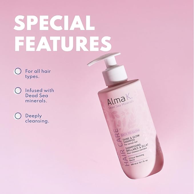 Alma K Shine and Glow Shampoo - Moisturizing Shampoo for Women - Hair Growth Shampoo - Hydrating Shampoo with Argan Oil, Cocoa Butter - 10.1 oz